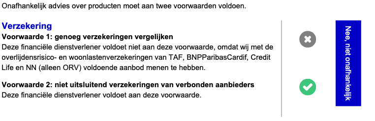 Vergelijkingskaart Risico’s afdekken